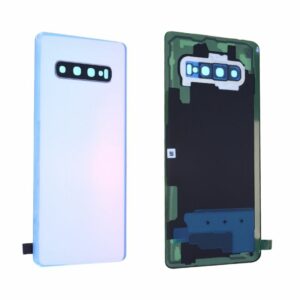 Vitre arrière avec vitre cache caméra sans logo Samsung Galaxy S10+ (G975F) Blanc Prisme